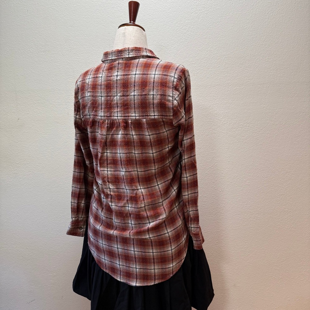 Beach‎ Lunch Lounge Plaid Button-Up Soft Flannel Fall Rustic Boho Shirt Women M - Picture 13 of 13